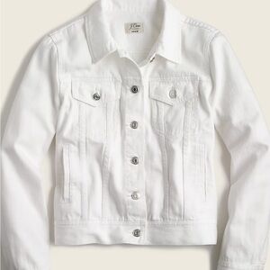 J Crew Jacket White Denim Long Sleeve Silver Button Timeless Classic Sz XS NEW